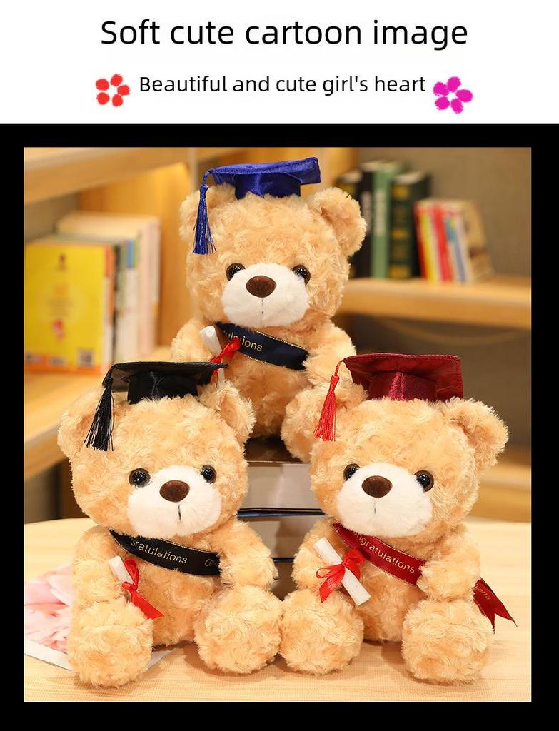 Graduation Bear Plush Doll with Doctoral Hat – Commemorative Bachelor Gift