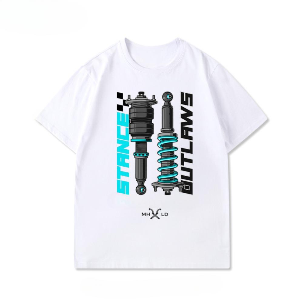 2025 Modified Car Culture Shock-absorbing Car Friends Association Loose Short Sleeve Men and Women T-shirt Fashion Brand Summer