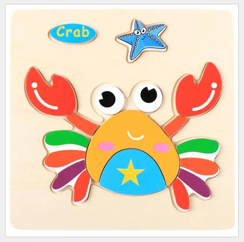 1pc 14.7cm/5.79in Wooden 3D Puzzles Jigsaw Game Cartoon Animal Pattern Kids Montessori Early Educational Toys for Children