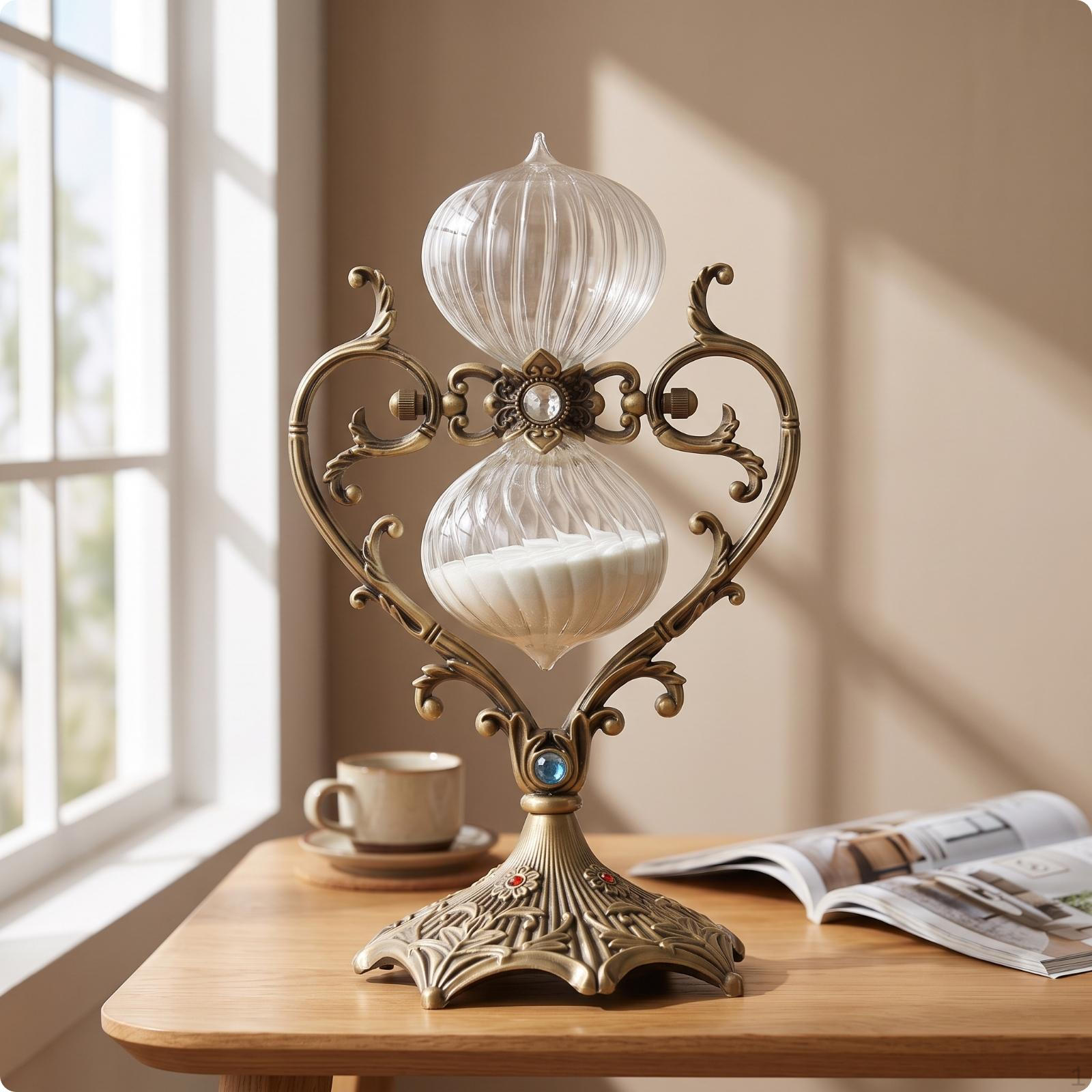 Hourglass with Heart Frame Tabletop Desktop
