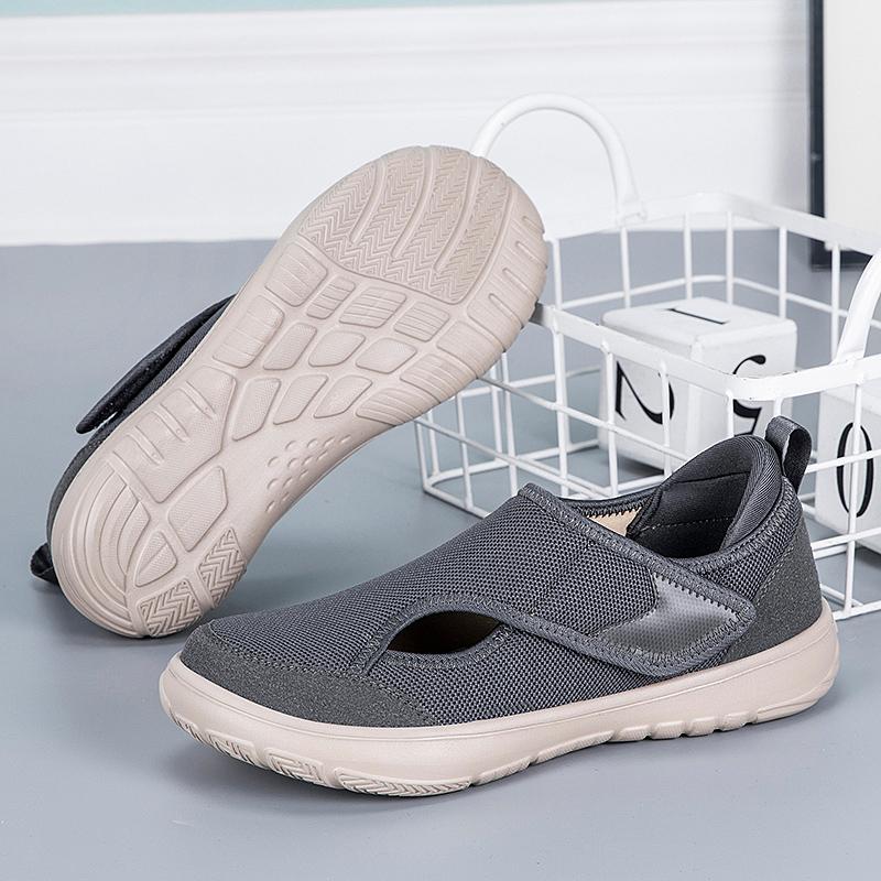 Diabetická obuv Široká vycházková obuv s nastavitelným zapínáním Lehké edémové tenisky Protiskluzové tenisky na suchý zip pro seniory