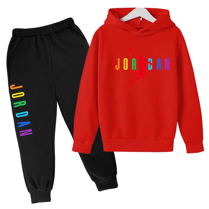 2-13 Anni Bambini e Bambine Abbigliamento Semplice Autunno Primavera 2 Pezzi Felpa+Pantaloni Stampa Lettere Tute Bambini Casual Set