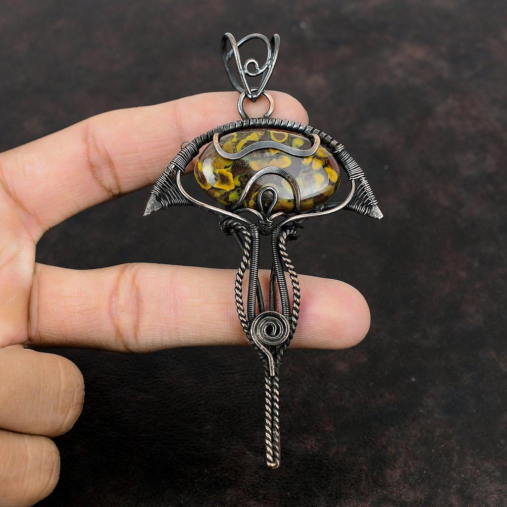 Fruit Jasper Pendant Copper Wire Wrapped Pendant Handmade Pendant Fruit Jasper Jewelry Gemstone Pendant Gift For Mom Copper Designer Jewelry