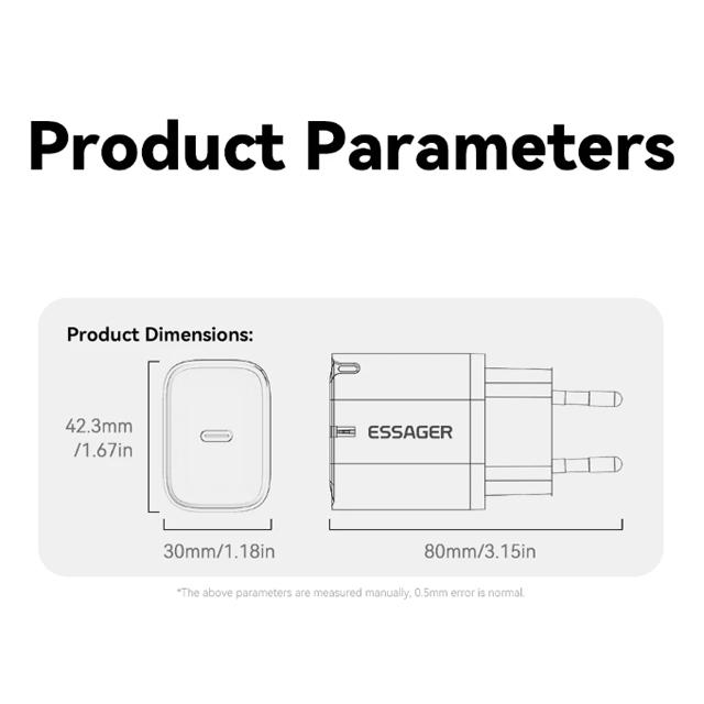 Essager Mini 30W Type C Charger PD QC3.0 Fast Type C Charger For iPhone 16 15 14 13 Pro Samsung S25 Xiaomi iPad Travel Adapter