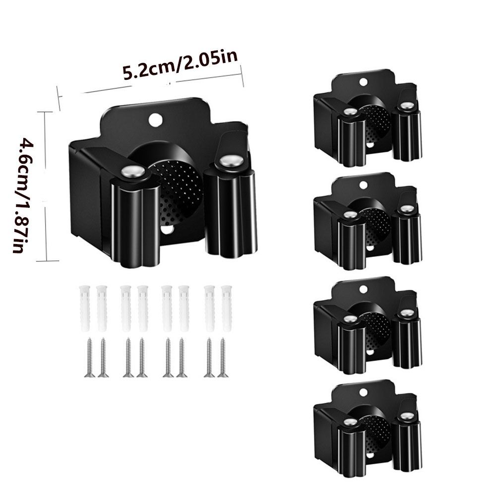 4Pcs with Screws Mop Storage Clips Rack Wall Mounted Brush Broom Hanger  Shelf Accessories