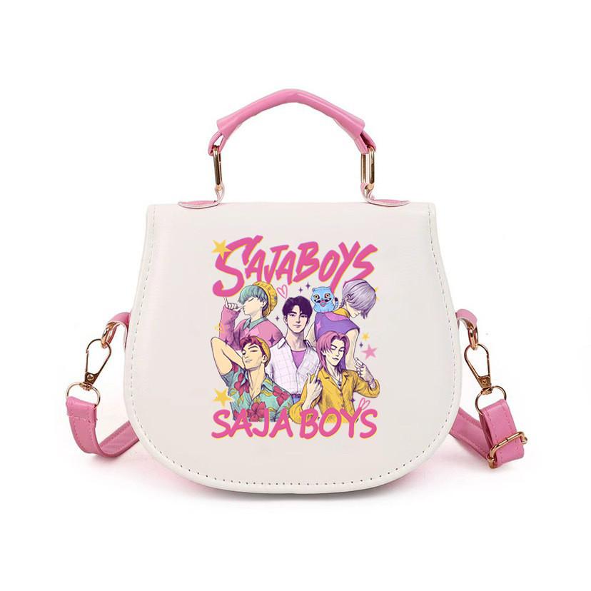 Kids Girls Kpop Rumi Zoey Mira Printed Student Lightweight Crossbody Bag Casual PU Shoulder Bags