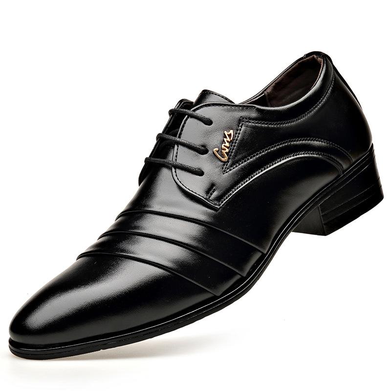 South East Asia Men's High-end Leather Shoes Men's Business Dress Casual Leather Shoes Lace-up British Groom Wedding