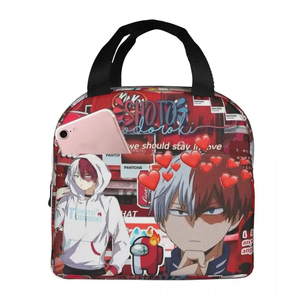 Academia My Hero Todoroki M6 Insulated Lunch Bag for Kids School Cooler Thermal Food Box Tote Portable Lunch Boxes Container