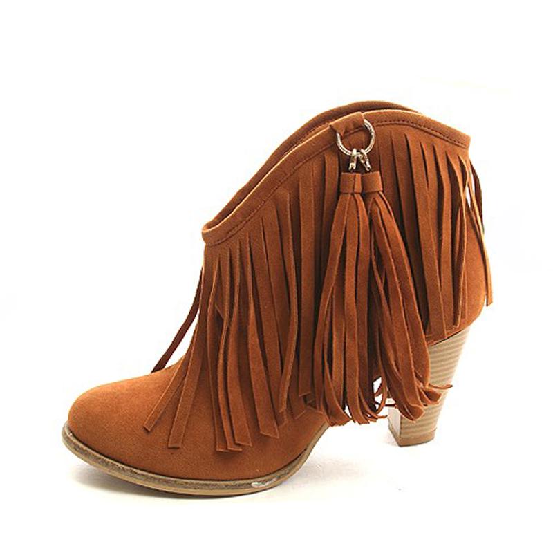 Mode 2024 Große Größe 34-43 Schwarz Braun Rosa Quasten Plattform Frauen Schuhe Frau Vintage Fringe High Heels Stiefeletten yji89