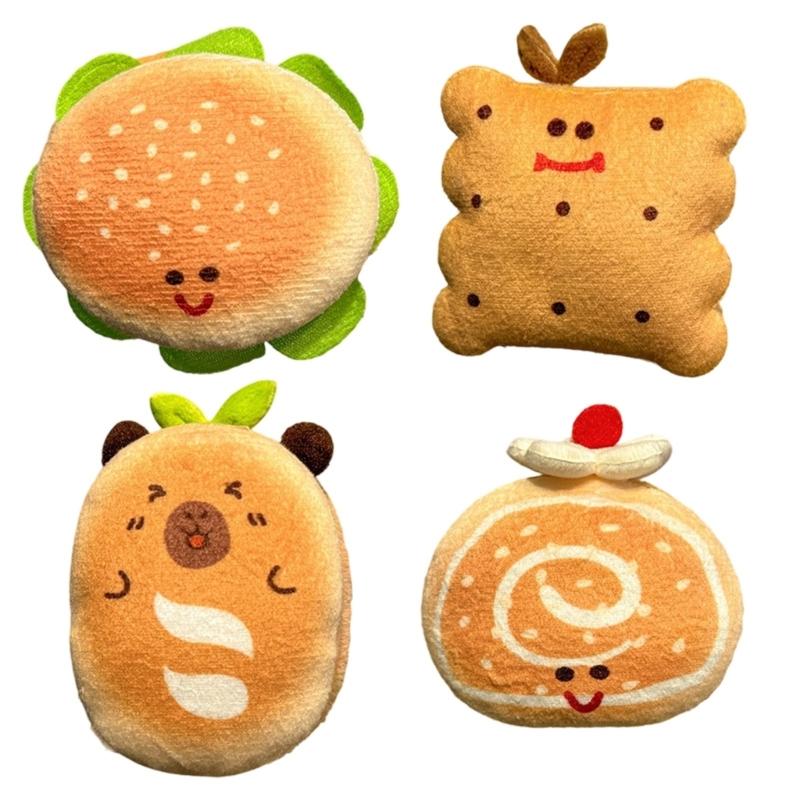 4Pcs Cartoon Hamburger Toast Plush Hair Clip For Girls Soft Kids Hair Accessories School Styling Tool for Toddler