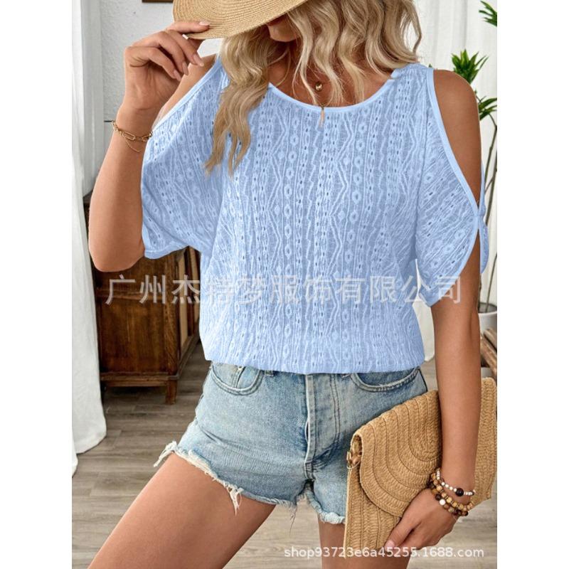 JPNTKY Women's Fashion Casual O-Neck Short Sleeve Blouses & Shirts