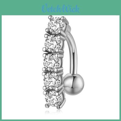 Trendy Stainless Steel Navel Piercing With Cz Stone Fashionable Body Jewelry