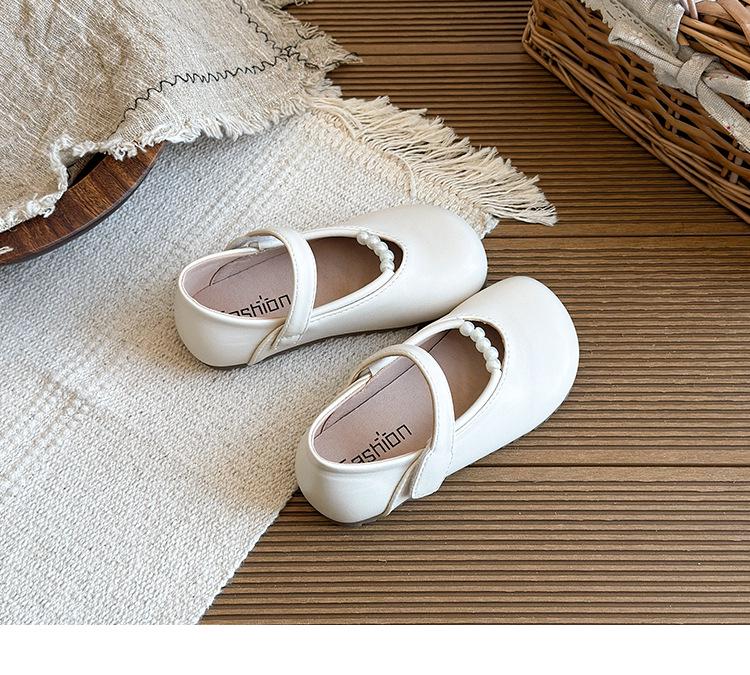 2026 Spring Girls' Korean Style Princess Leather Shoes - Soft Sole, Round Toe