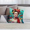 F-Frida K-Kahlo Kunst Kissenbezug Kurzer Plüsch Beidseitiger Druck Quadratische Wurfkissenbezüge Sofa Heim Kissen Dekor