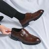 New Breathable Brock Leather Shoes Men's Buckle Thick Sole Increase Retro Carved Business Is Fitting Suit Men's Shoes