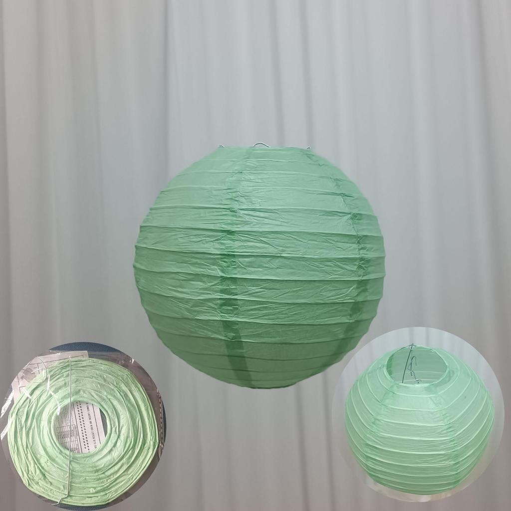 10-Inch Round White Paper Lantern, Red Mid-Autumn Festival & Wedding Decoration