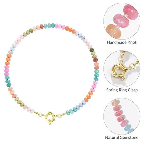 Stone Beads Necklace Colorful Beaded Choker Boho Summer Holiday Necklace for Women Daily Wear Party Beach Vacation Jewelry