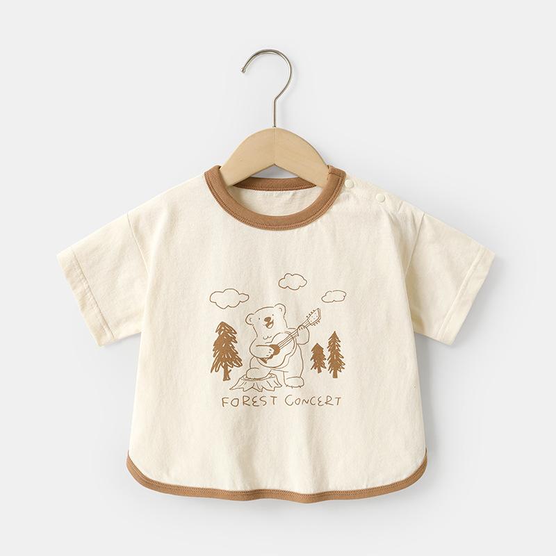 

Одежда для малышей, повседневные футболки с короткими рукавами, летняя одежда для мальчиков и девочек, детские летние топы с половиной рукавов 120cm