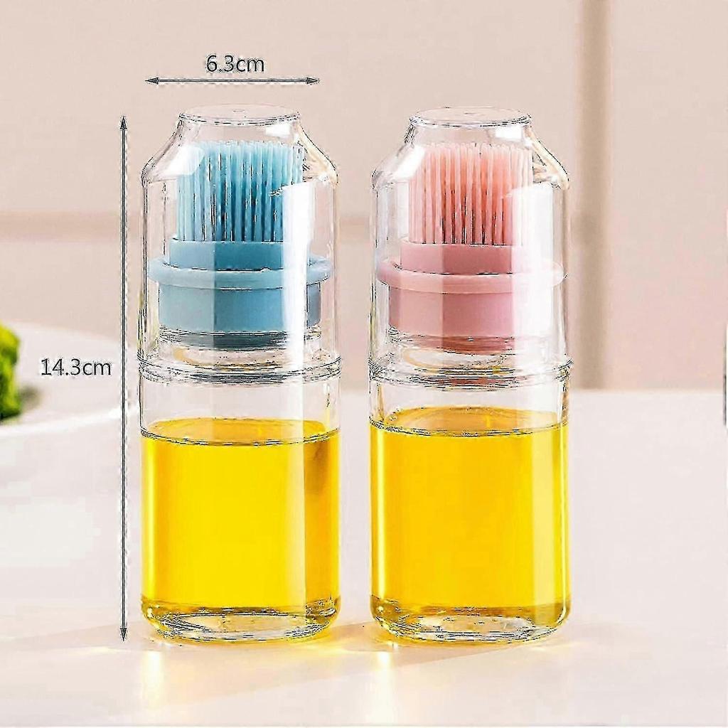 2 PCS 150ml Glass Oil Bottle with Silicone Brush, Pastry Brushes, Barbecue Brush, Oil Bottle Brush for Kitchen, Pastry, Barbecue