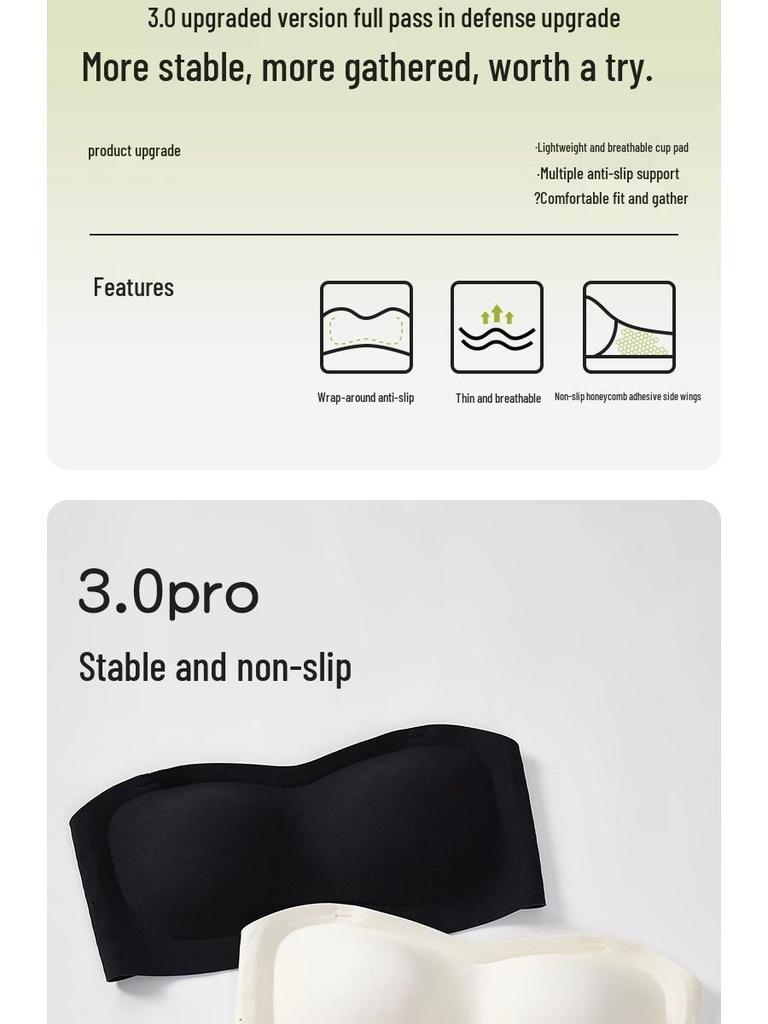 Naizhi Quality Seamless Strapless Bra - Thin, Non-Slip, Gathered, Wire-Free Invisible Design for Women
