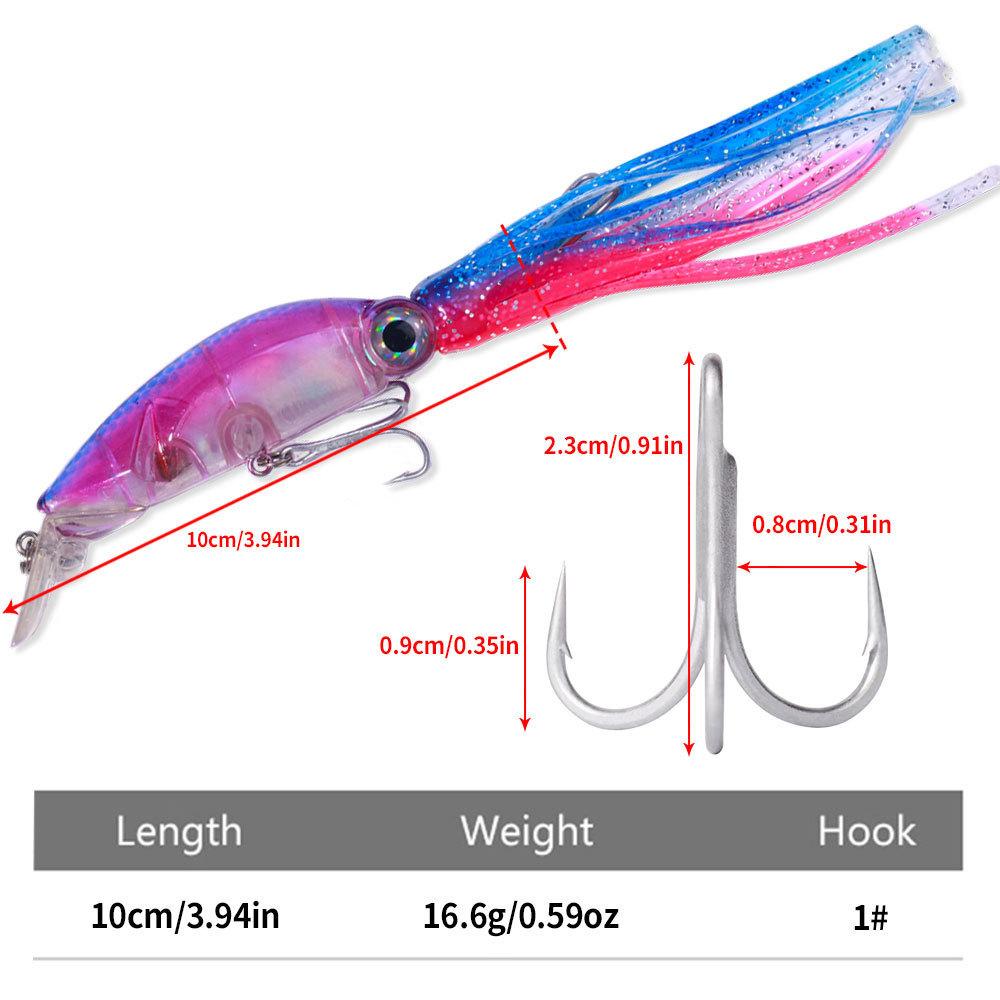 Lure Bait Set Floating Octopus10CM16.6GMulti-color Realistic Fake Bait with Mustache High Simulation Fishing Tackle Supplies