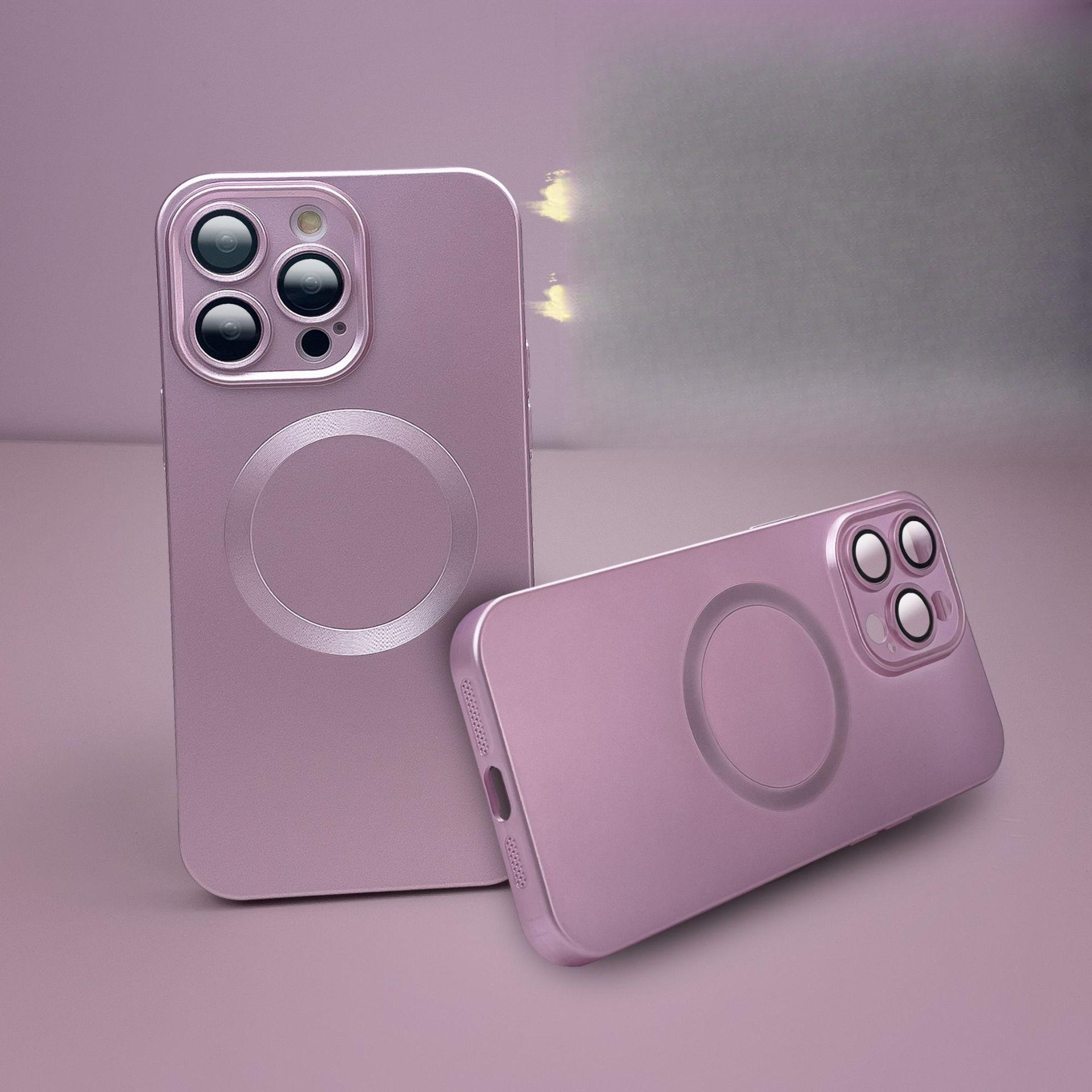 

Подходит для магнитного чехла для iPhone 15, матовая и матовая пленка на весь объектив Apple 14proMax, защитный чехол 13 iPhone15 розовый