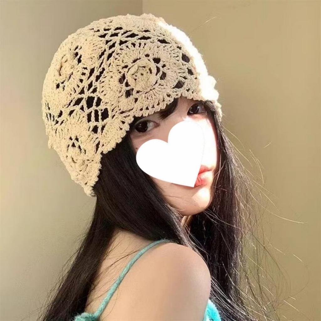 Women's Loose Fitting, Brimless Beanie, Knitted Hollow Hat, Toe Cap, Women's Hat, Thin Cut, Woolen Hat, Knitted Hat, Pile Cap