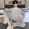 Men Pajamas Set Spring Cotton Casual Sleepwear Minimalist Style Long Leisure Homewear Fashion Boys Nightwear