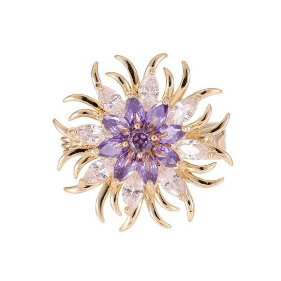 Women Brooch High-Gloss Rhinestone Inlay Sparkling Chrysanthemum Design Lapel Pin Non-Slip Buckle Scarf Badge Clothing Bags Accessories