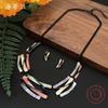 New Color Geometric Line Alloy Necklace Earrings Set, Fashionable and High-end Women's Jewelry Gift