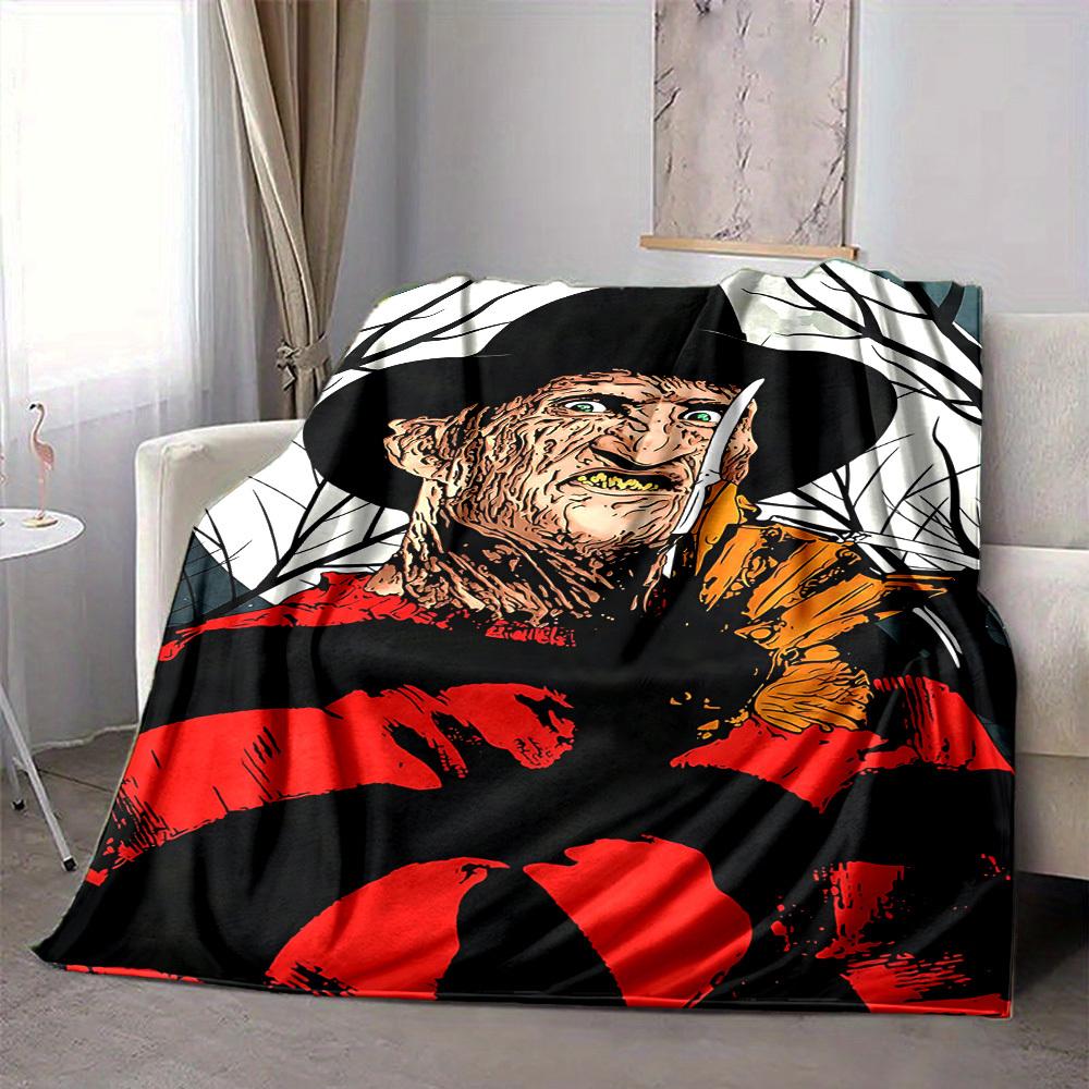 1pc A Nightmare On Elm Street Flannel Throw Blanket - HD Printed Lightweight Soft Warm All-Season Blanket for Sofa, Bed, Travel, Camping 070