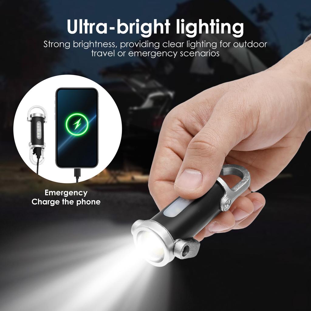 6Pcs Portable Keychain Flashlight Rechargeable Waterproof Mini Keychain Flashlight Phone Charger with 7 Light Mode for Outdoor