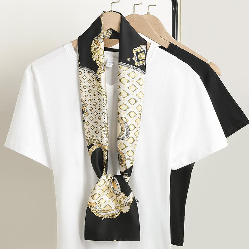 Luxury Ribbon Silk Scarf 15*145Cm Red Headband Neckerchief Foulard Hair Scarfs Neck Tie Lady Skinny Scarves Soft Satin