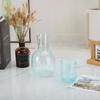 Jug and Glass Set Bedside Water Carafe Crystal Bottle Retro with Relief for Juice Pink