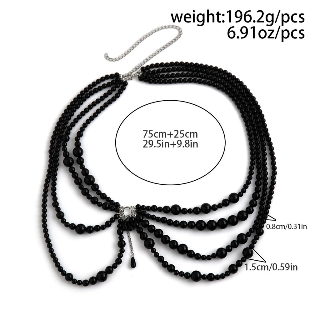 Sweet And Cool Hot Girl Imitation Pearl Hollow Tassel Ethnic Style Clothing Necklace Sexy Nightclub Style Multi-layer Body Chain For Women