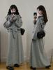 Korean Style V-Neck Jacquard Sweater & Knit Skirt Set - Plus Size, Loose Fit