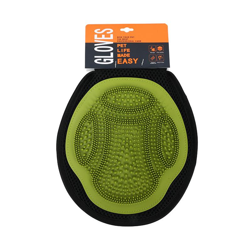 

Pet bath brush, bath massage gloves stroking cats gloves, cat dog hair removal cleaning massage hands 92620 зелёный