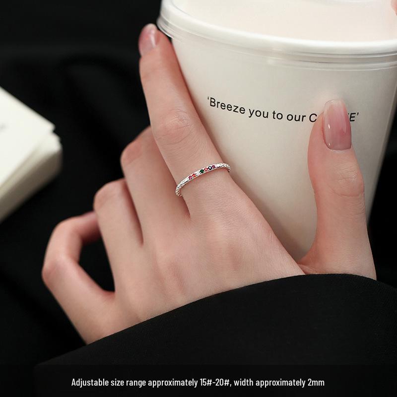 Elegant Rainbow Geometric Thin Band Ring: Adjustable and Versatile for Women Open Adjustable