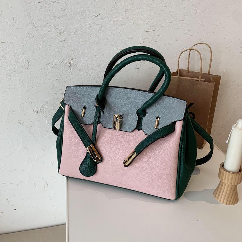 

Новая классическая контрастная платиновая сумка, портативная, на плечо, через плечо, женская сумка зелёный