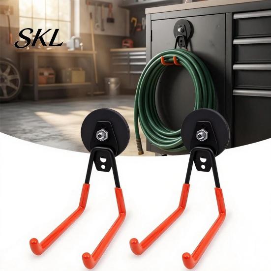 Tool Hanging Magnetic Hooks Double-Claw Hook, Anti-Slip Rubber Coated Garage Hooks, Heavy Strong Magnet for Tools Duty Universal Garden Shovel Trailer