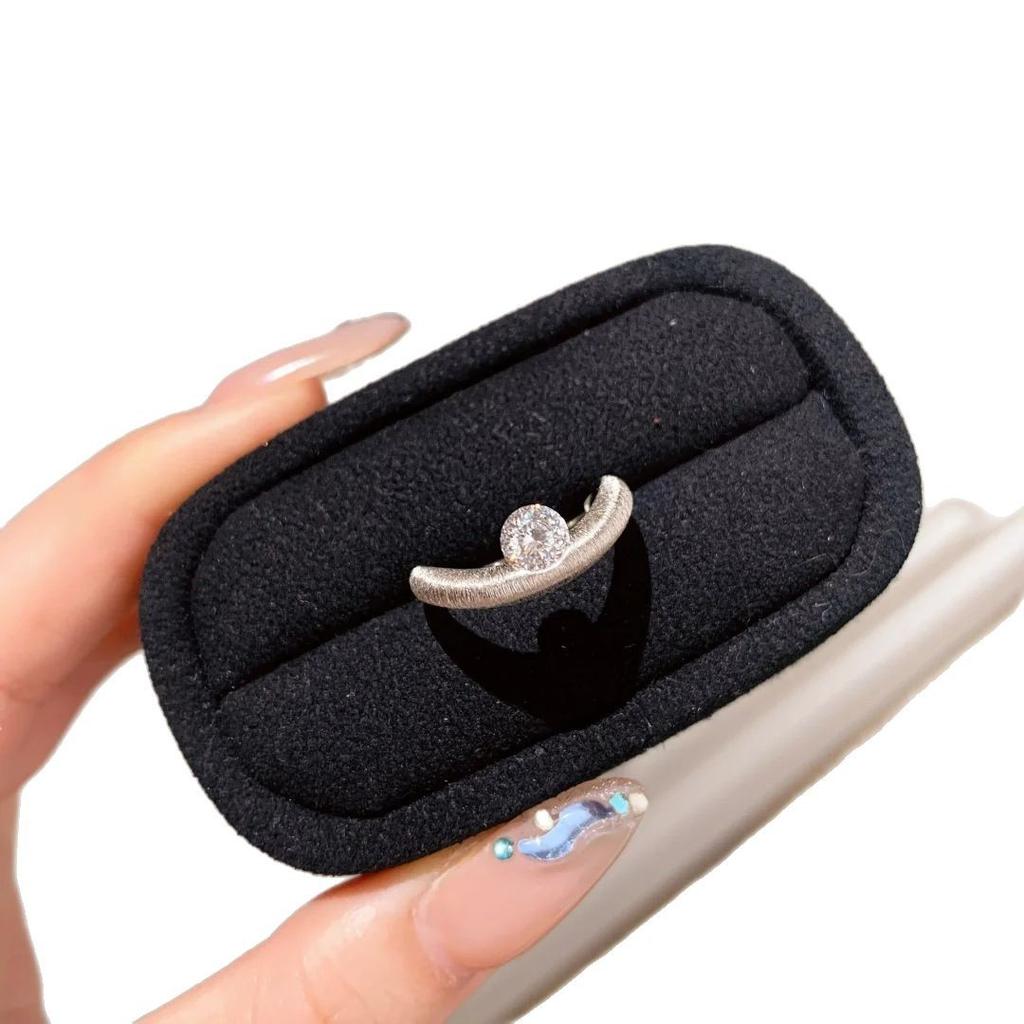 Flash River Dot Diamond Ring Premium Sense Heavy Industry Brushed Irregular Cross Opening Ring