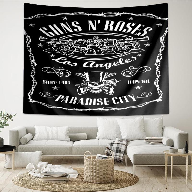 Guns Roses Fire Logo Tapestry, Unique Design Tapestry, Wall Decor for Bedroom,Livingroom, Playroom,Heartwarming Fan Holiday Gifts