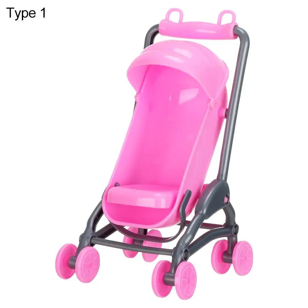 Miniature Baby Stroller For Dolls Accessories Dollhouse Furniture Plastic Mini Dining Chair Infant Carts Girls Pretend Toys