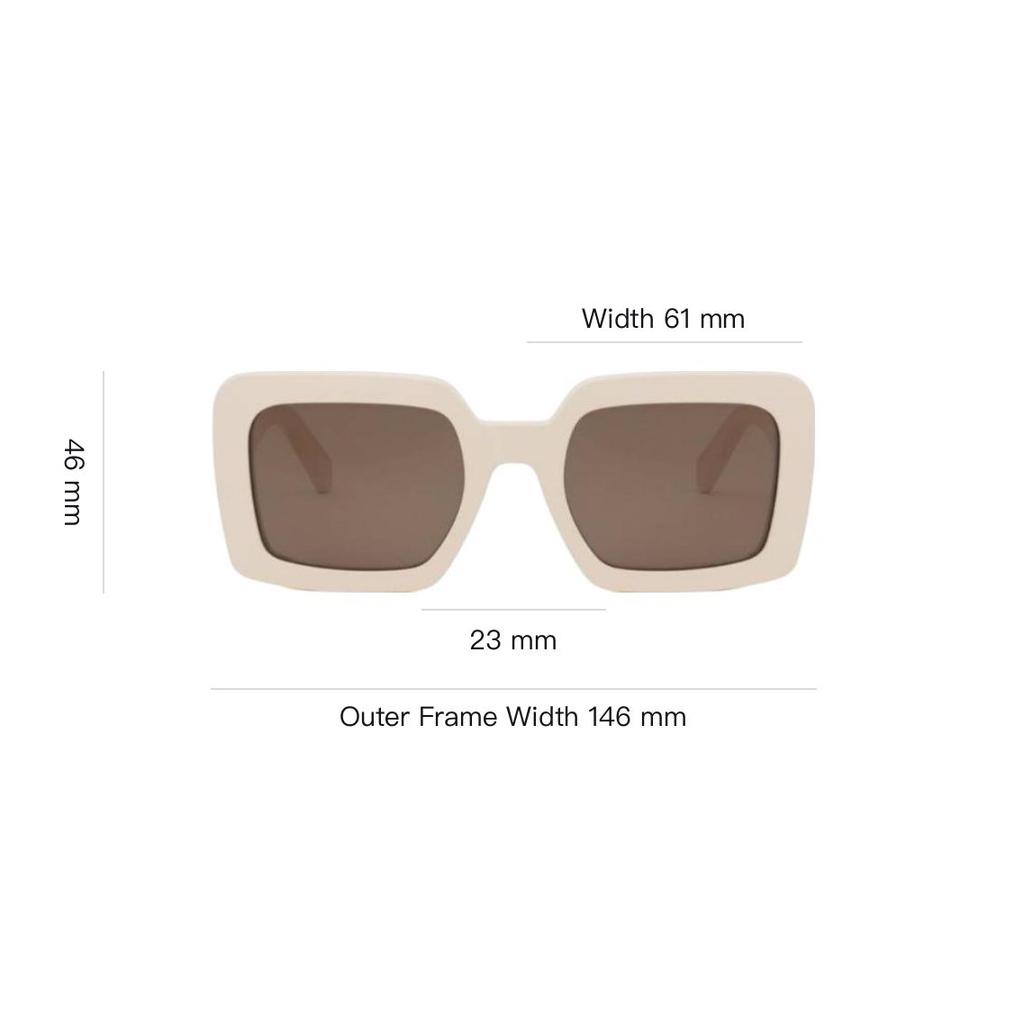 Celine Logo Design Square Sunglasses Unisex sunglasses White CL40304U25E