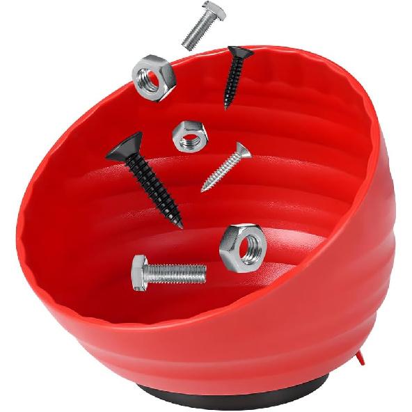 Magnetic Nut Cup, Curved Magnetic Parts Tray Bolts Organizer Holds Up to 5 Pounds, Multi-Use Nuts Screws Bowl Small Parts Tray Attaches to Metal