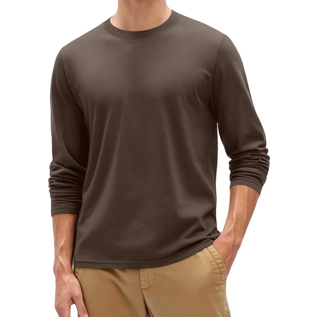Men Long Sleeve Crew Neck T Shirt Classic Fit Lightweight Casual Tee Soft Fabric for Everyday Wear
