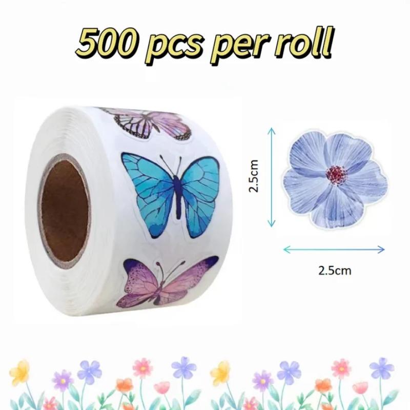 Colorful Butterfly Flower Shaped Stickers, Sealing Stickers, Decorative Gift Boxes Adhesive Labels Stationery