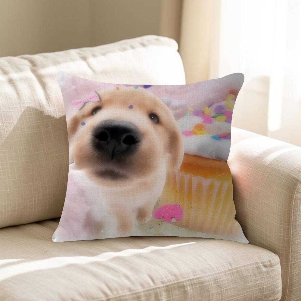 Cute Dreamy Pink Blue Puppy Animals Pillow Cushion Cover Pillowcase Living Room Sofa Home Decor Customized