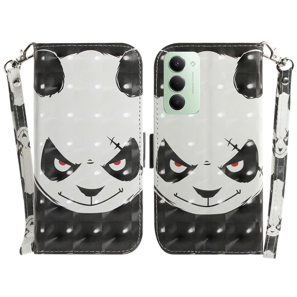 Pro Xiaomi Redmi 15 4G (EU) (171 mm) Pouzdro Vzorový Tisk Kožená Peněženka Kryt na Telefon s Poutkem na Zápěstí