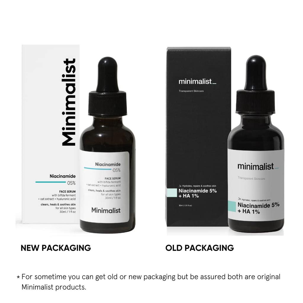Minimalist Barrier Repair Niacinamide 5% Face Serum 30ml for Clear Glowing Hydrated Skin